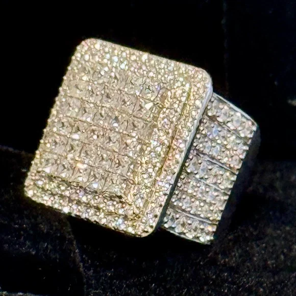 3.9 Carat ICED OUT CZ Pave YELLOW Gold Rhodium Plated 925 Sterlin… - Picture 8 of 9